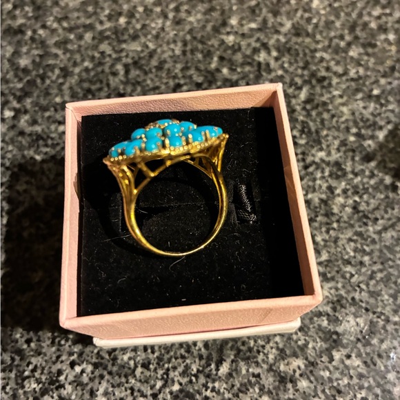 Turquoise and Gold Floral Ring - Picture 4 of 11